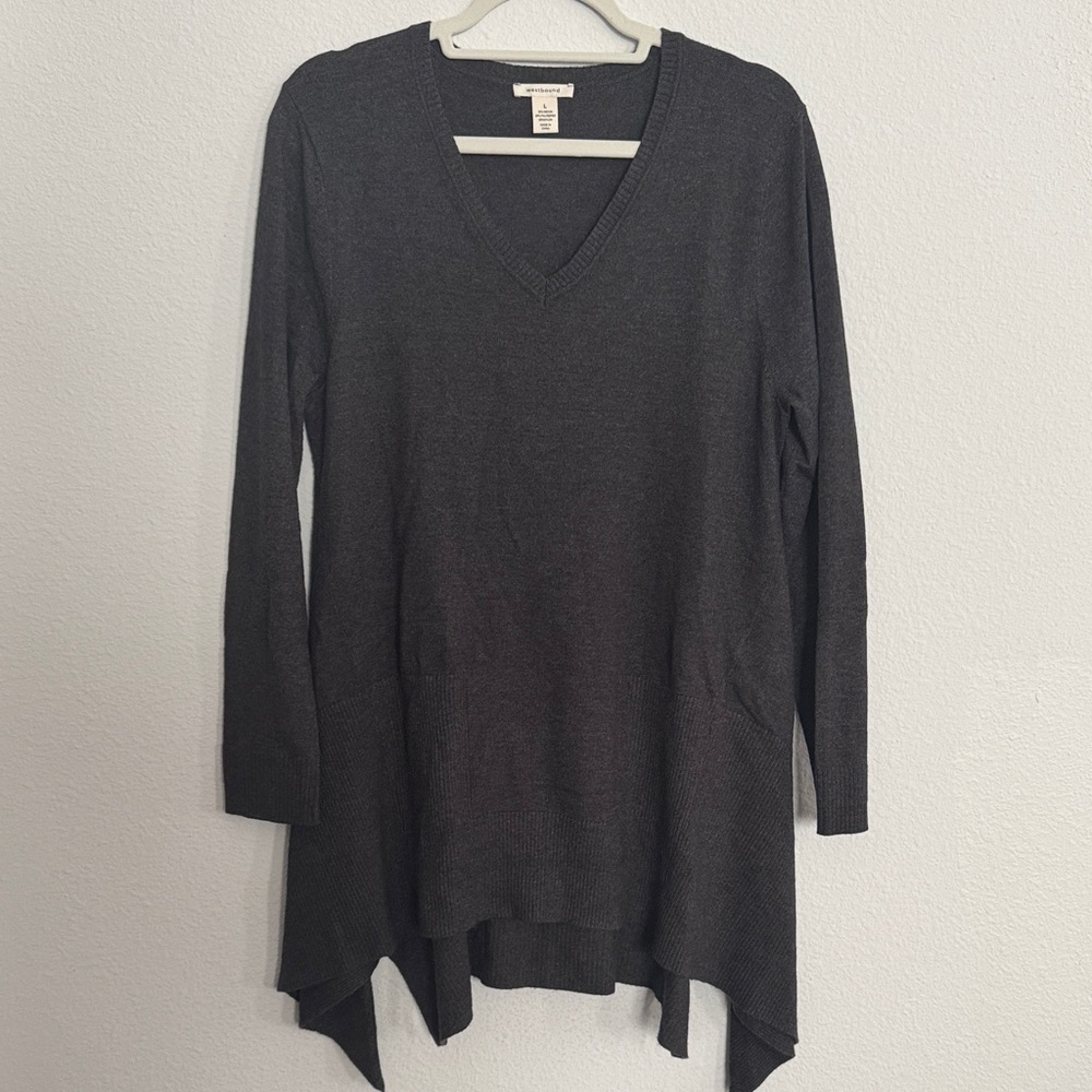 Westbound Charcoal V-Neck Sweater Tunic